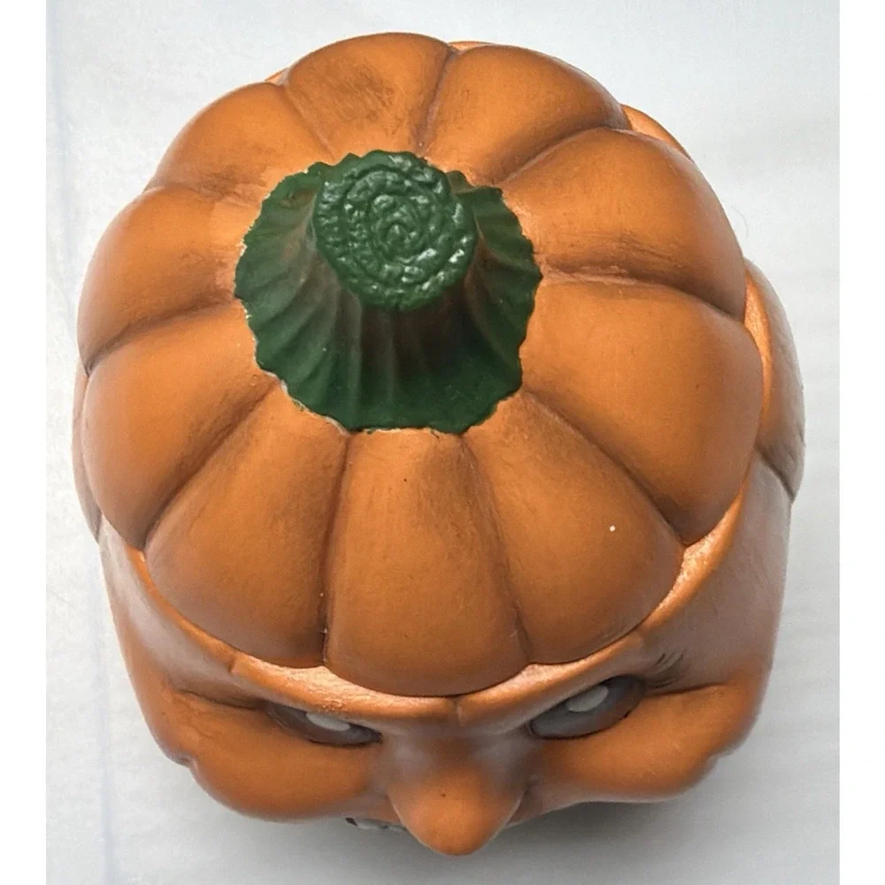 Vintage Anthropomorphic Pumpkin Face Ceramic Figurine Hand Painted Jar As Is